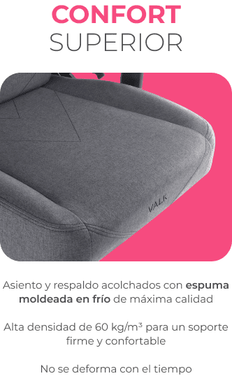 Asiento y respaldo con espuma moldeada en fr&iacute;o de alta densidad